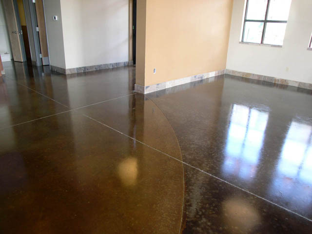 Stained concrete coffee shop floor