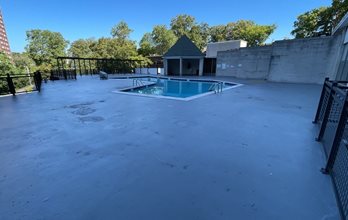 damaged apartment pool deck