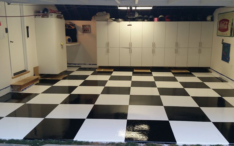 garage floor checkboard design