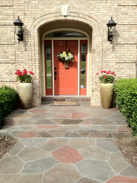 A repaired concrete entryway