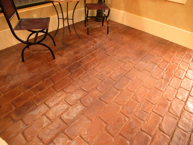 Interior stamped concrete cobblestone